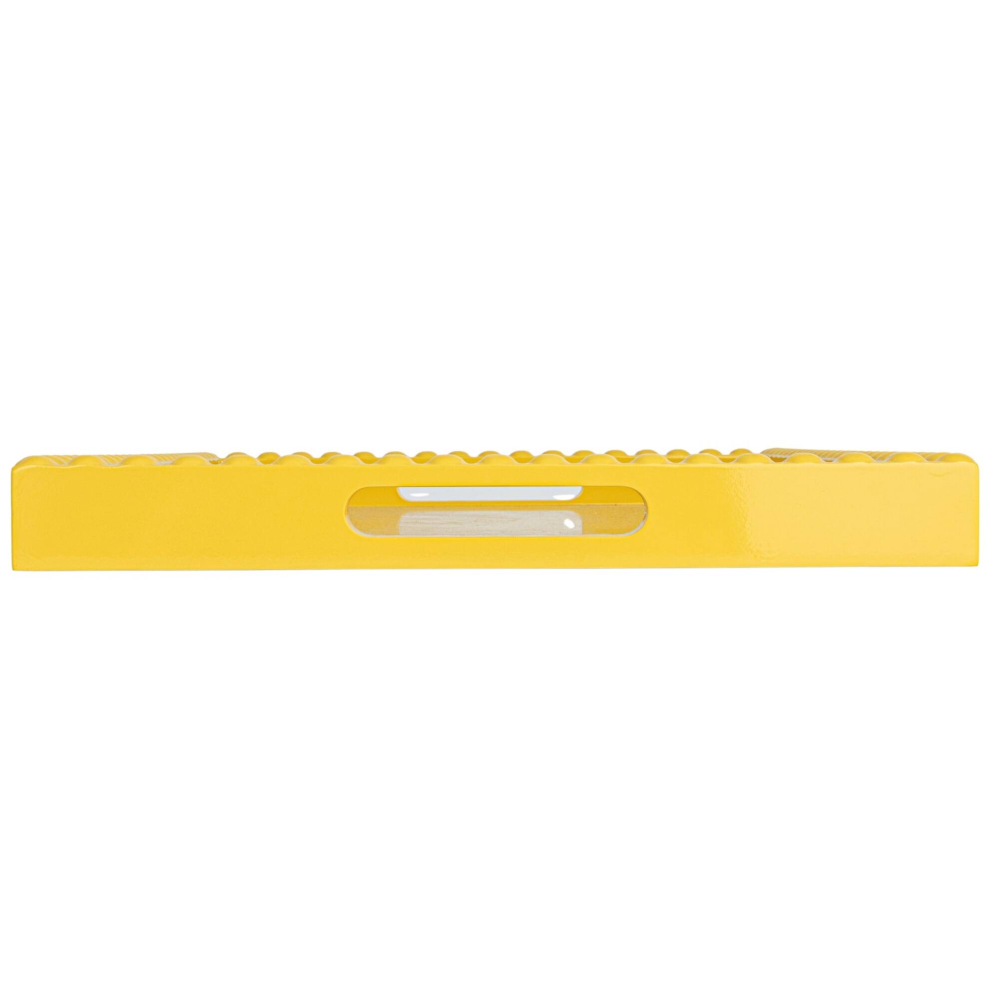 Hello Honey® 19" Yellow Sunny Wood Tray with Handles